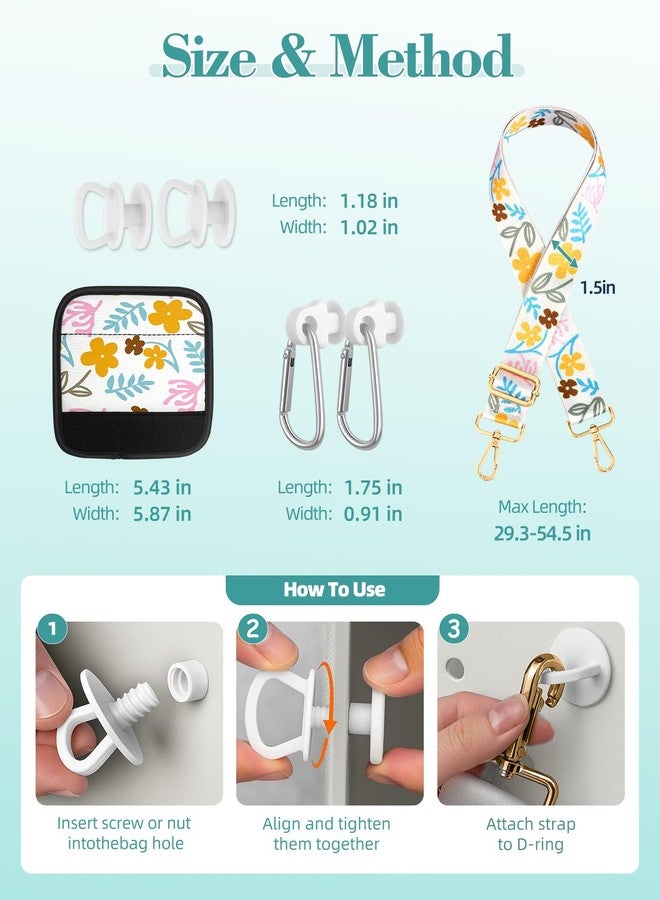 Toykee Bag Strap Crossbody for Bogg Bag Accessories - Charms Shoulder Strap Neoprene Luggage Handle Wrap for Suitcase & 2 Key Holders Simple Flower - Image 5